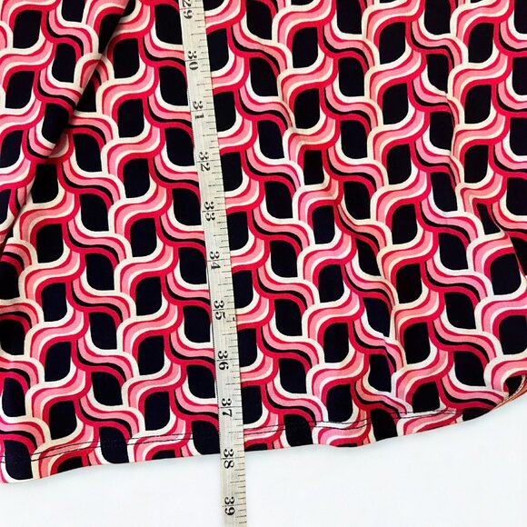 Talbot's Faux Wrap Dress Geometric Print Size M Black, Pink, White - Picture 4 of 5